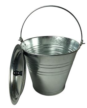 Verzinkter Metalleimer Zinkeimer mit Deckel Silber 12 Liter Tragegriff 30 cm geeignet für Asche, Wasser