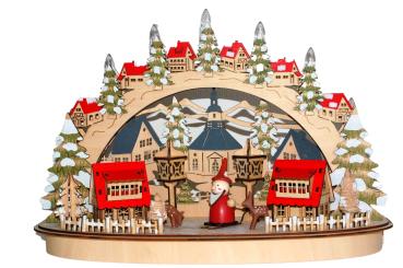 Weihnachtsdorf aus Holz mit LED-Beleuchtung