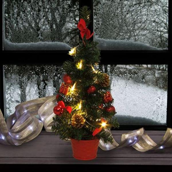 Mini LED Weihnachtsbaum 45 cm geschmückt - 2 Farben -