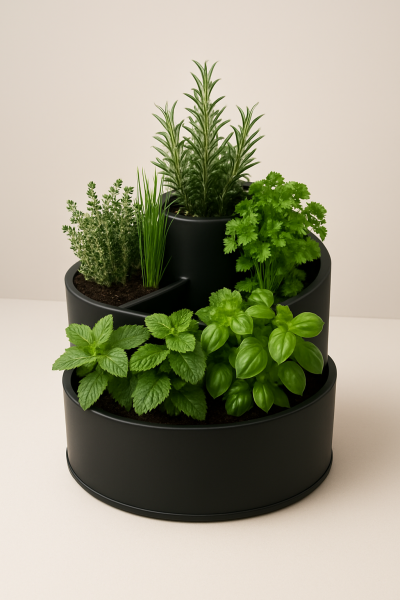 Pflanzkübel Kräuterspirale Kräuterschnecke anthrazit Kunststoff 52x43x34 cm