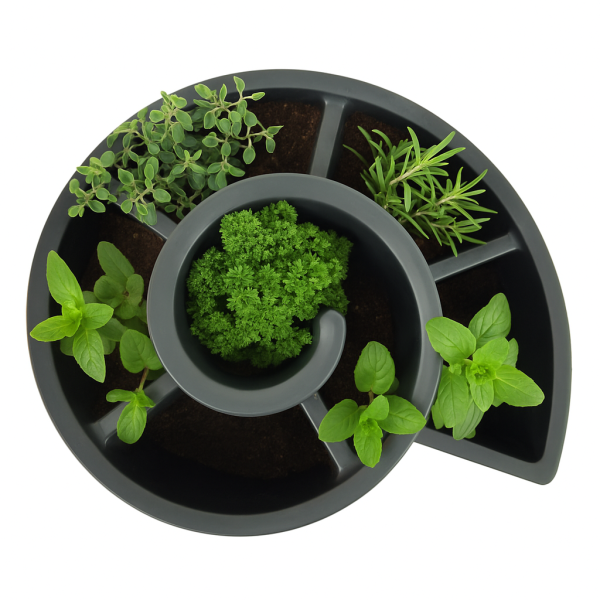 Pflanzkübel Kräuterspirale Kräuterschnecke anthrazit Kunststoff 52x43x34 cm