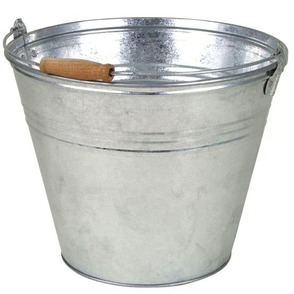 Eiseimer Zinkeimer Metalleimer 10 Liter 27 x 25 cm Bierkühler mit Holzgriff